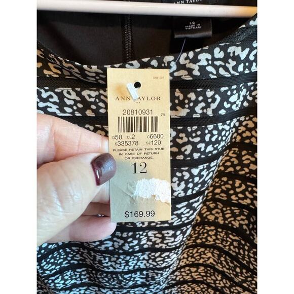Ann Taylor Sleeveless Midi Dress Animal Print Black White Sheath NWT Sz 12 - Picture 4 of 12